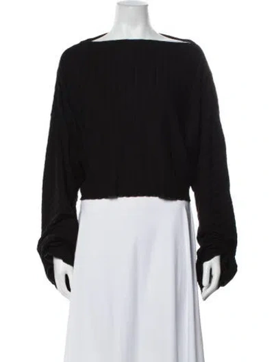 Pre-owned Simon Miller Bateau Neckline Long Sleeve Crop Top In Black