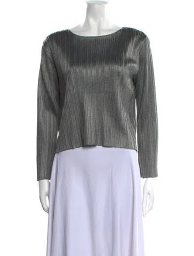 Pre-owned Simon Miller Bateau Neckline Long Sleeve Crop Top In Gray