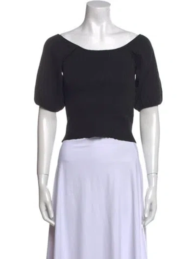 Pre-owned Simon Miller Bateau Neckline Short Sleeve Crop Top In Black