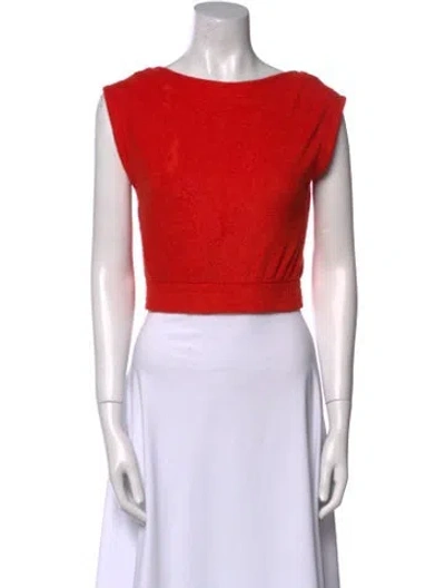 Pre-owned Simon Miller Bateau Neckline Sleeveless Crop Top In Red