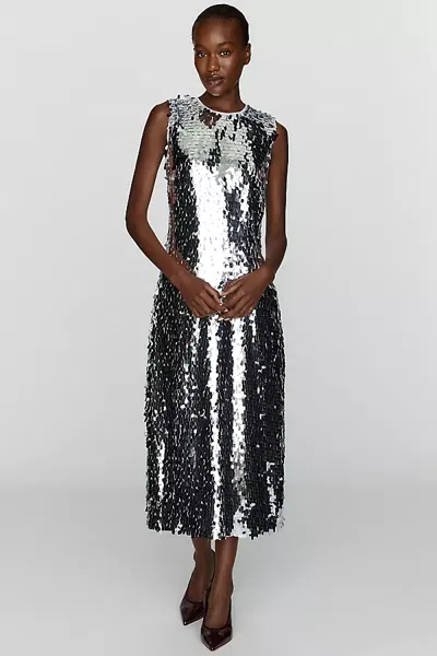 Simon Miller Baz Sequin Midi Dress In Silver