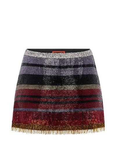 Simon Miller Beaded Striped Mini Skirt In Multi