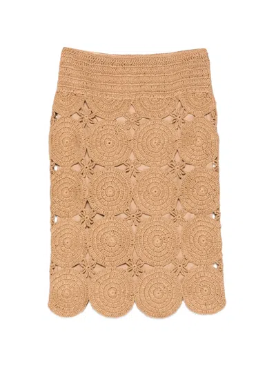 Simon Miller Beep Beep Crochet Midi Skirt In Brown