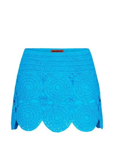 Simon Miller Beep Beep Crochet-knit Mini Skirt In Blue