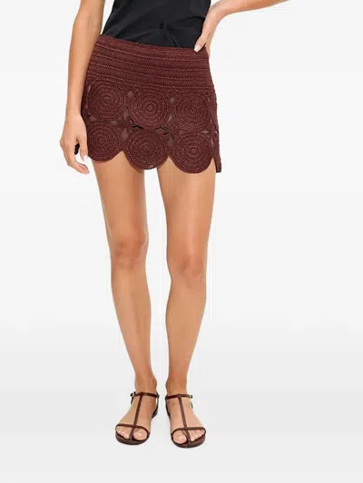 Simon Miller Beep Beep Crochet-knit Mini Skirt In Brown