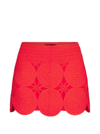 Simon Miller Beep Beep Crochet-knit Mini Skirt In Red