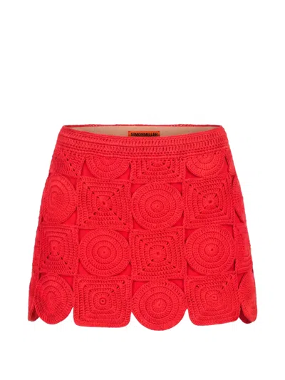 Simon Miller Beep Beep Crochet-knit Mini Skirt In Red