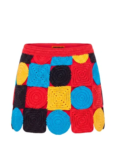 Simon Miller Beep Beep Crochet-patchwork Mini Skirt In Red