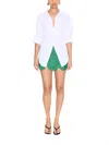 Simon Miller Loch Poplin Button Up Shirt In Macadamia In Multi