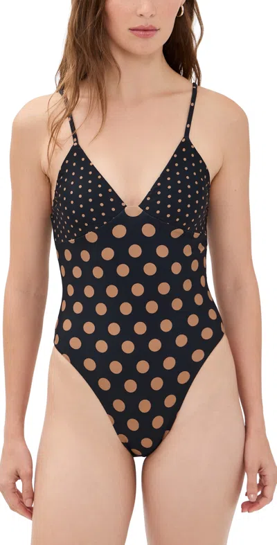 Simon Miller Behati Polka-dot Swimsuit In Brown