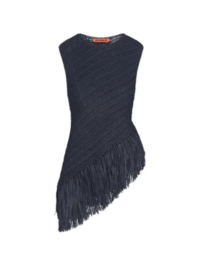 Simon Miller Beja Crochet Fringe Blouse In Blue