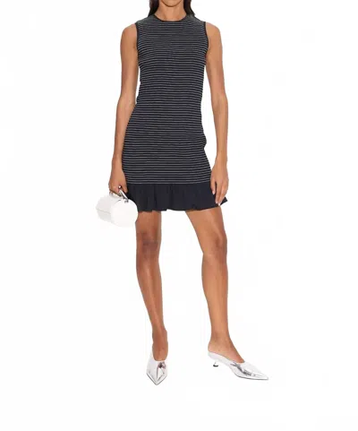 Simon Miller Belle Smocked Mini Dress In Black In Gray