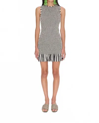 Simon Miller Belle Smocked Mini Dress In Black & Macadamia Stripe