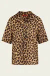 Simon Miller Bia Linen Camp Shirt In Leopard In Multi
