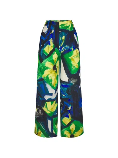 Simon Miller Bloo Abstract Floral-print Trousers In Green