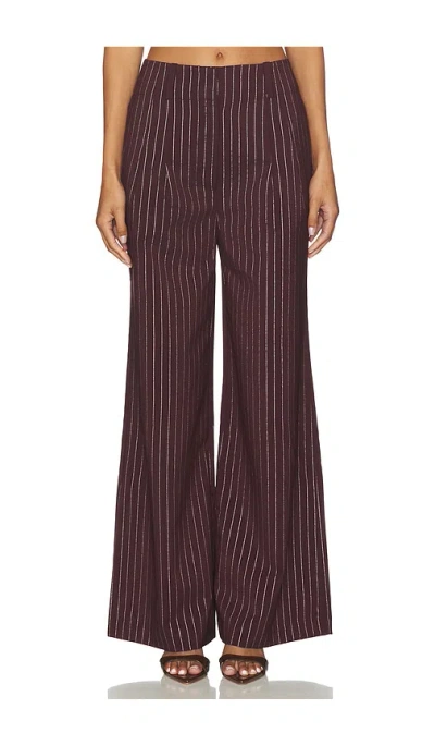 Simon Miller Bloo Pinstripe Pant In Bordeaux Metallic Pinstripe