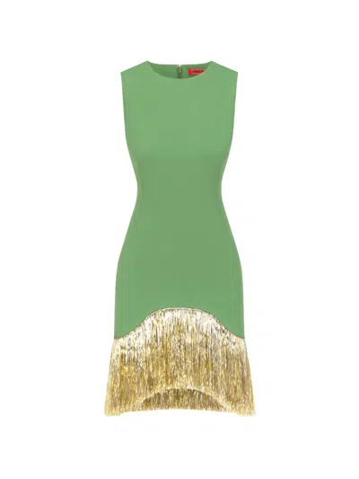 Simon Miller Bowie Fringe-trim Mini Dress In Green