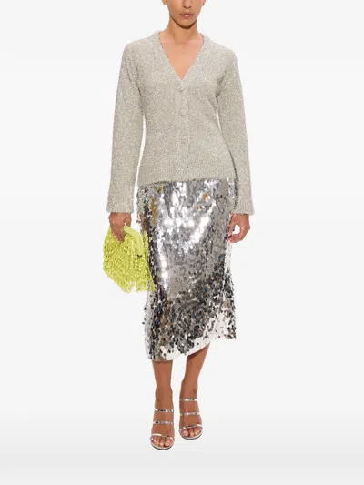 Simon Miller Briar Tinsel-knit Cardigan In Gray