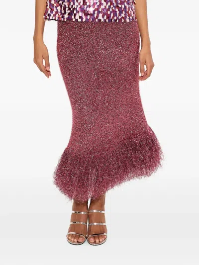 Simon Miller Brink Tinsel Knit Midi Skirt In Pink