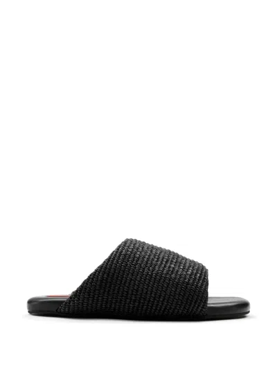 Simon Miller Bubble Raffia Slides In Black
