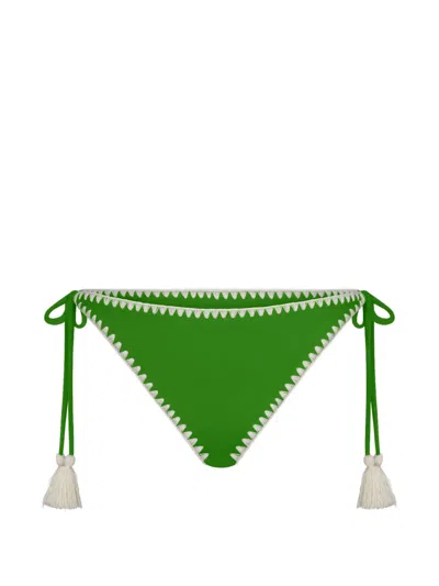 Simon Miller Bwai Blanket-stitched Bikini Bottoms In Green