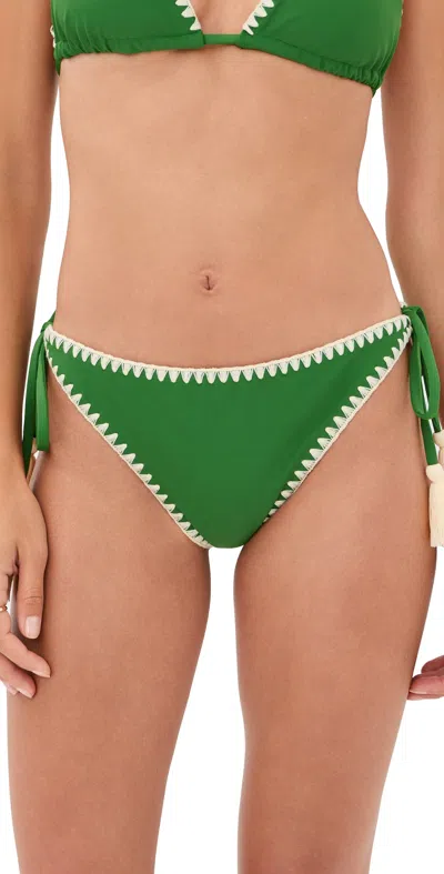 Simon Miller Bwai Embroidered Bikini Bottoms Grass Green