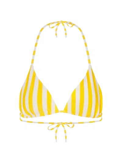Simon Miller Bwai Striped Bikini Top In Yellow
