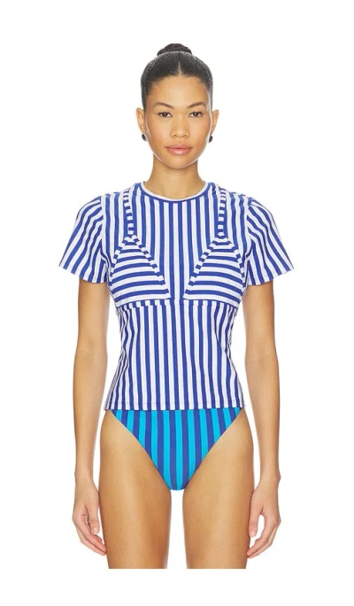 Simon Miller Bwai Striped Tee In Blue Stripe