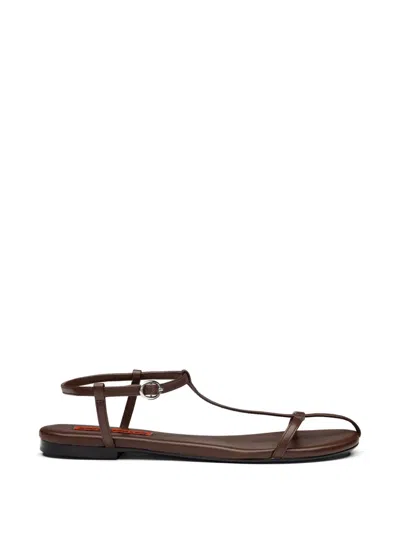 Simon Miller Cage Leather Flat Sandals In Brown