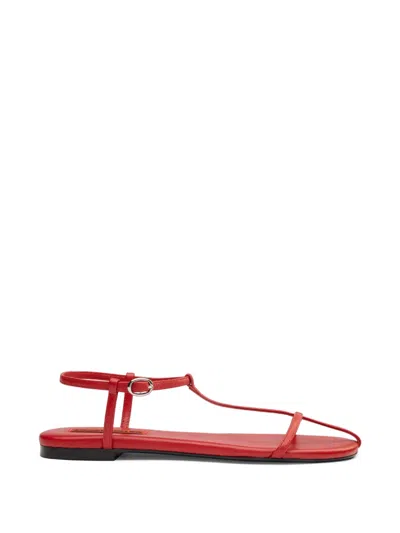 Simon Miller Cage Leather Flat Sandals In Red