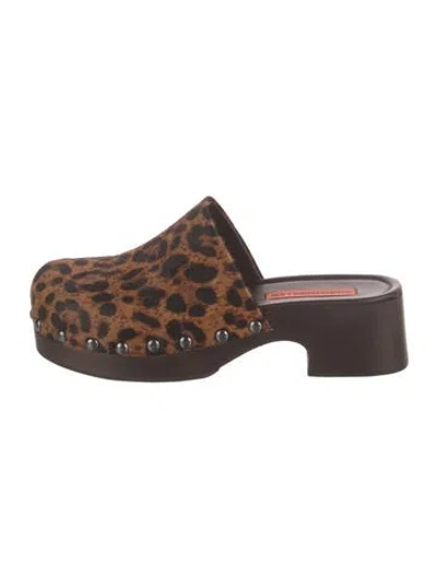 Pre-owned Simon Miller Calf Hair Animal Print Mules In Brown