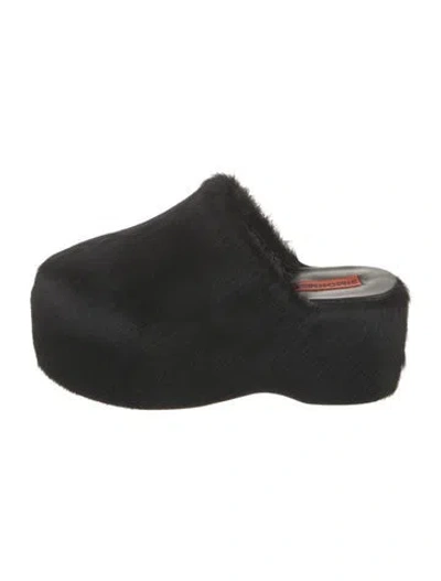Pre-owned Simon Miller Calf Hair Mules In Black