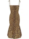 Simon Miller Canto Smocked Poplin Dress In Leopard In Neutrals