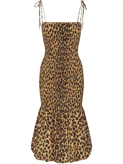 Simon Miller Canto Smocked Poplin Dress In Neutrals