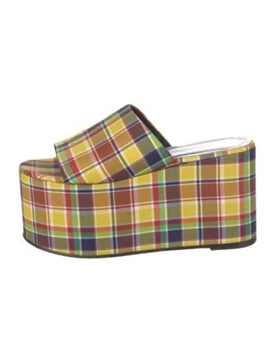 Pre-owned Simon Miller Canvas Printed Slides In Yellow