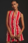 Simon Miller Carob Linen Mini Dress Moroccan Spice Stripe In Red