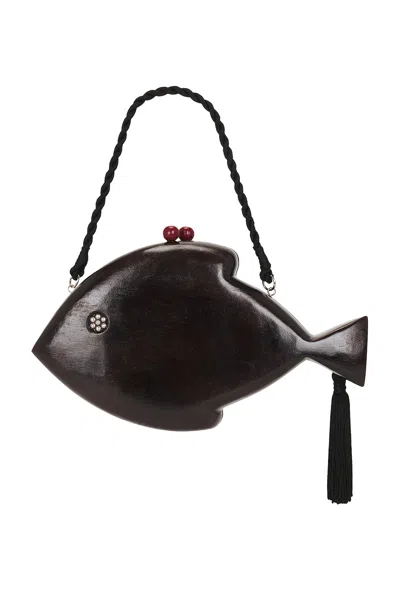 Simon Miller Carved Fish Bag In Black & Red