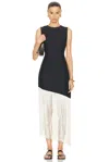 Simon Miller Casablanca Fringe Dress In Black Seashell In Black & Seashell