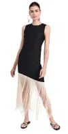 Simon Miller Casablanca Fringe Dress In Black Seashell In Black/seashell