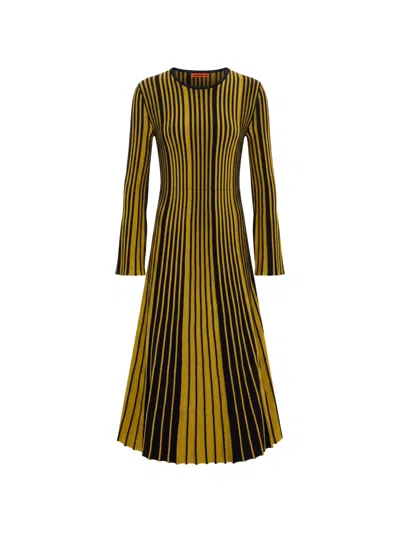 Simon Miller Celia Ribbed Knit Midi Dress In Yellow