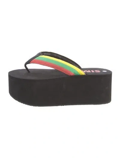 Pre-owned Simon Miller Colorblock Pattern Flip Flops In Black