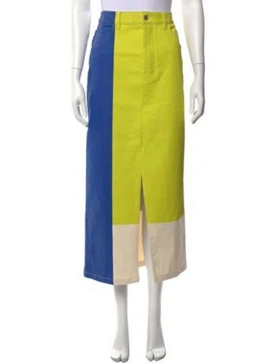 Pre-owned Simon Miller Colorblock Pattern Long Skirt In Yellow