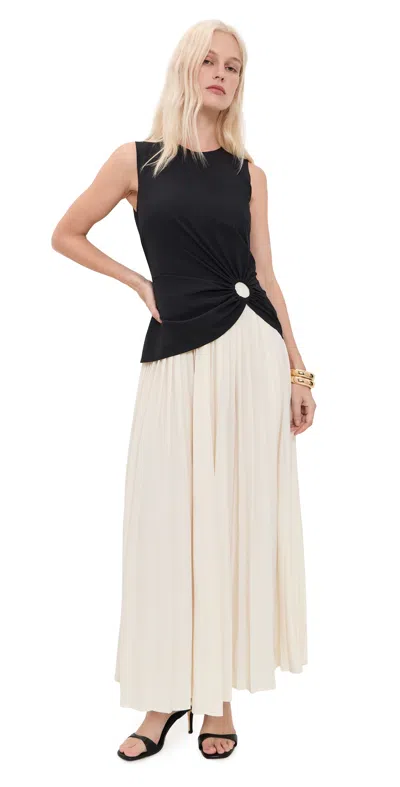 Simon Miller Cori Pleated Dress Black/macadamia