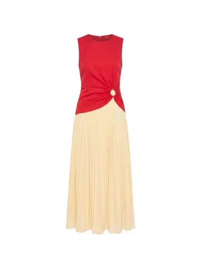 Simon Miller Cori Pleated Midi Dress In Multi