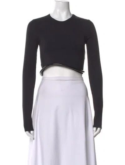 Pre-owned Simon Miller Crew Neck Long Sleeve Crop Top In Black