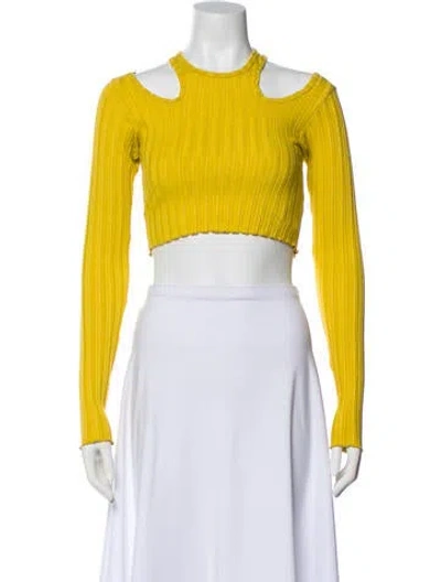 Pre-owned Simon Miller Crew Neck Long Sleeve Crop Top In Blue