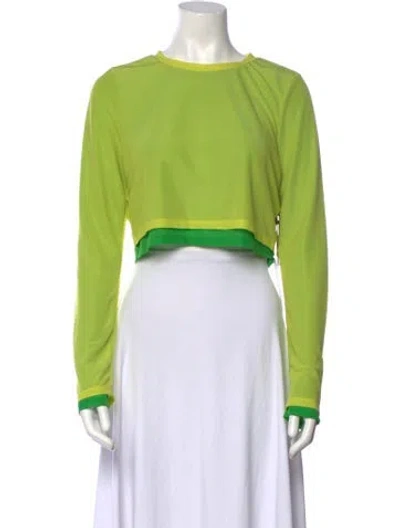 Pre-owned Simon Miller Crew Neck Long Sleeve Crop Top In Green