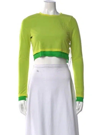 Pre-owned Simon Miller Crew Neck Long Sleeve Crop Top W/ Tags In Green