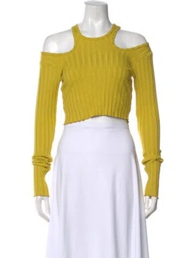 Pre-owned Simon Miller Crew Neck Long Sleeve Crop Top In Yellow