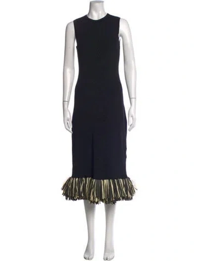 Pre-owned Simon Miller Crew Neck Midi Length Dress In Black